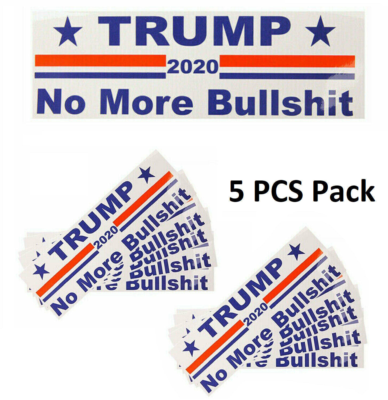 5pcs Trump 2020 President Campaign “No More Bullshit” MAGA Decal Bumper Stickers