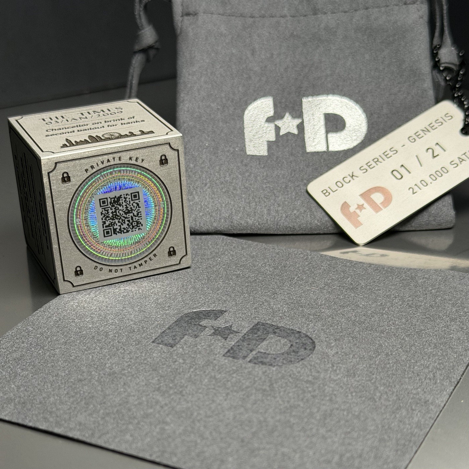 Finite by Design Block Zero | Genesis Block | 35mm Steel Cube | 210,000 SATS