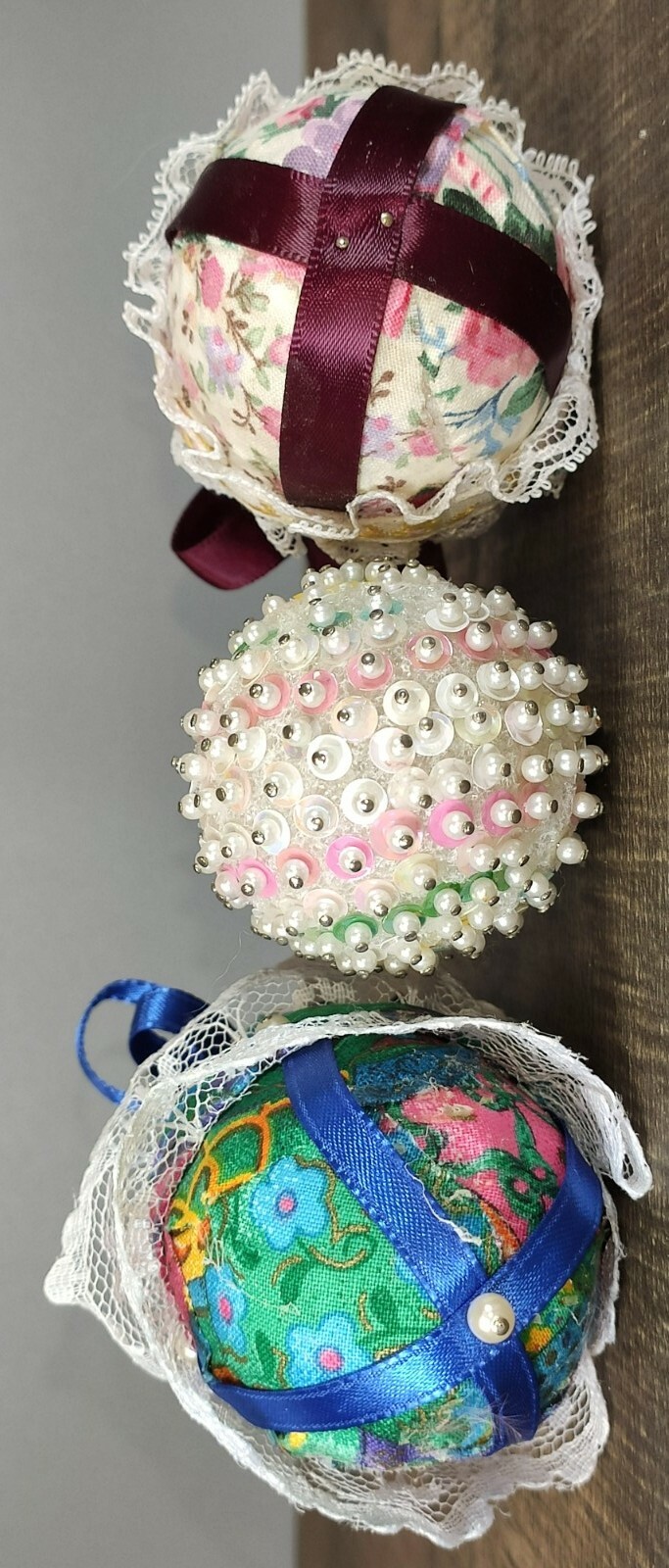 3 Handmade Easter Christmas Ornaments Fabric And Pin 2½”-3¼” Tall