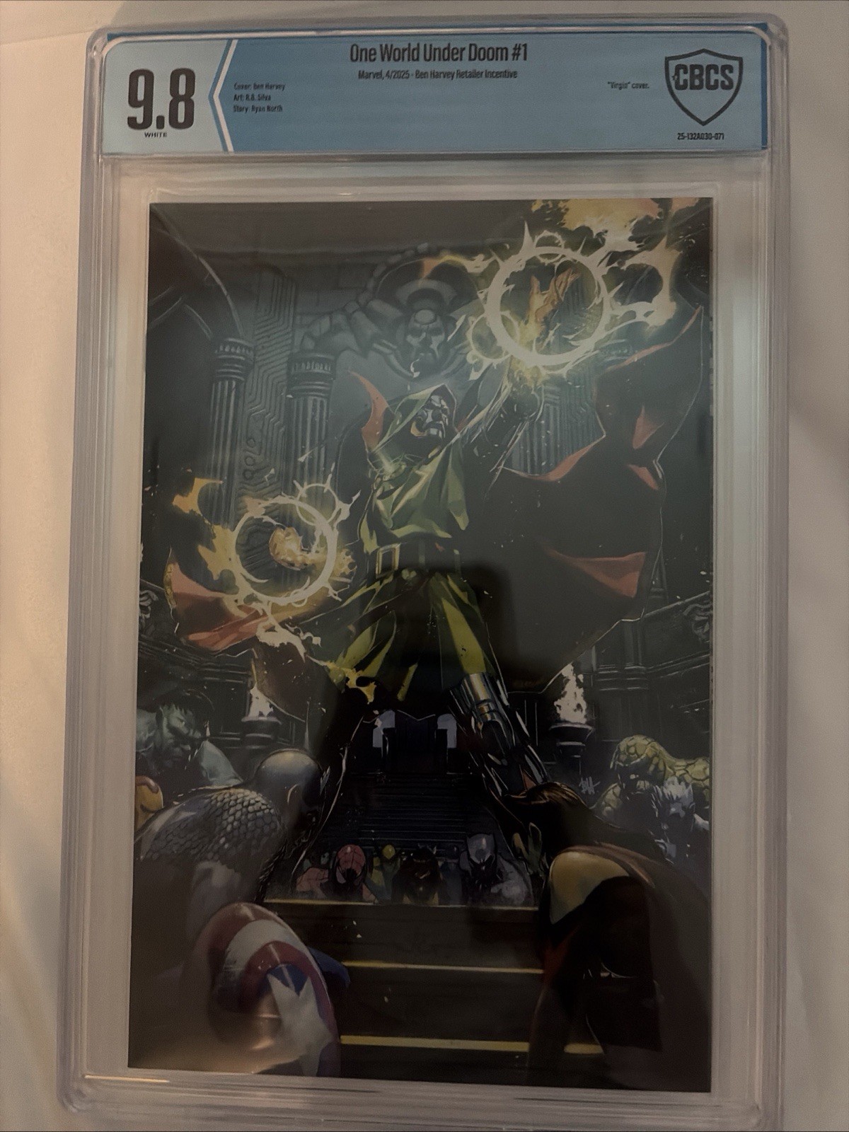 Marvel Comics One World Under Doom #1 1:50 Virgin CBCS 9.8 Ben Harvey