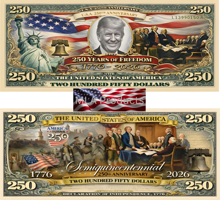 100 Pack Donald Trump USA 250th Anniversary Color Dollar American Freedom Money