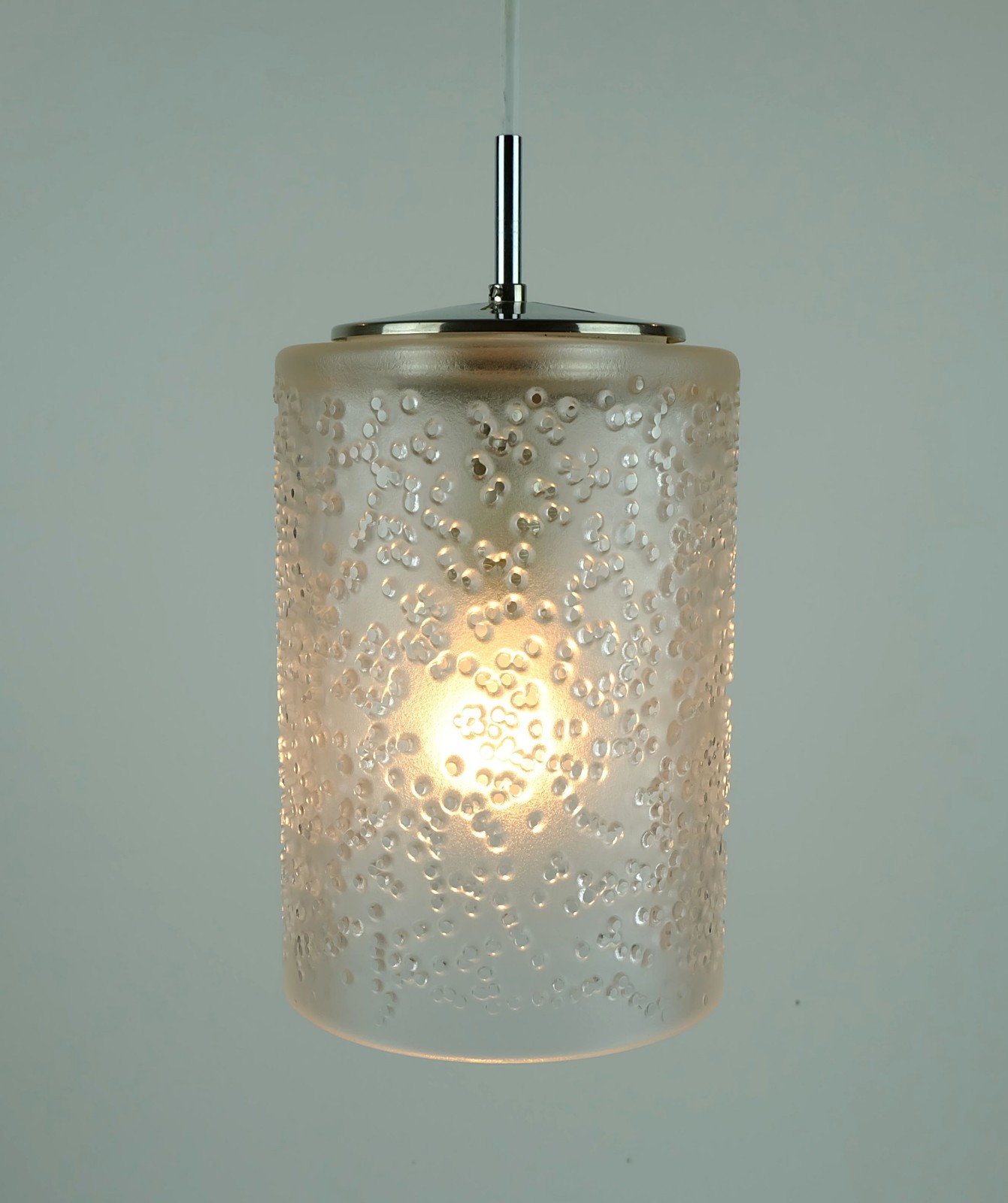 vintage peill & putzler PENDANT LAMP textured glass etched glass 60s 70s