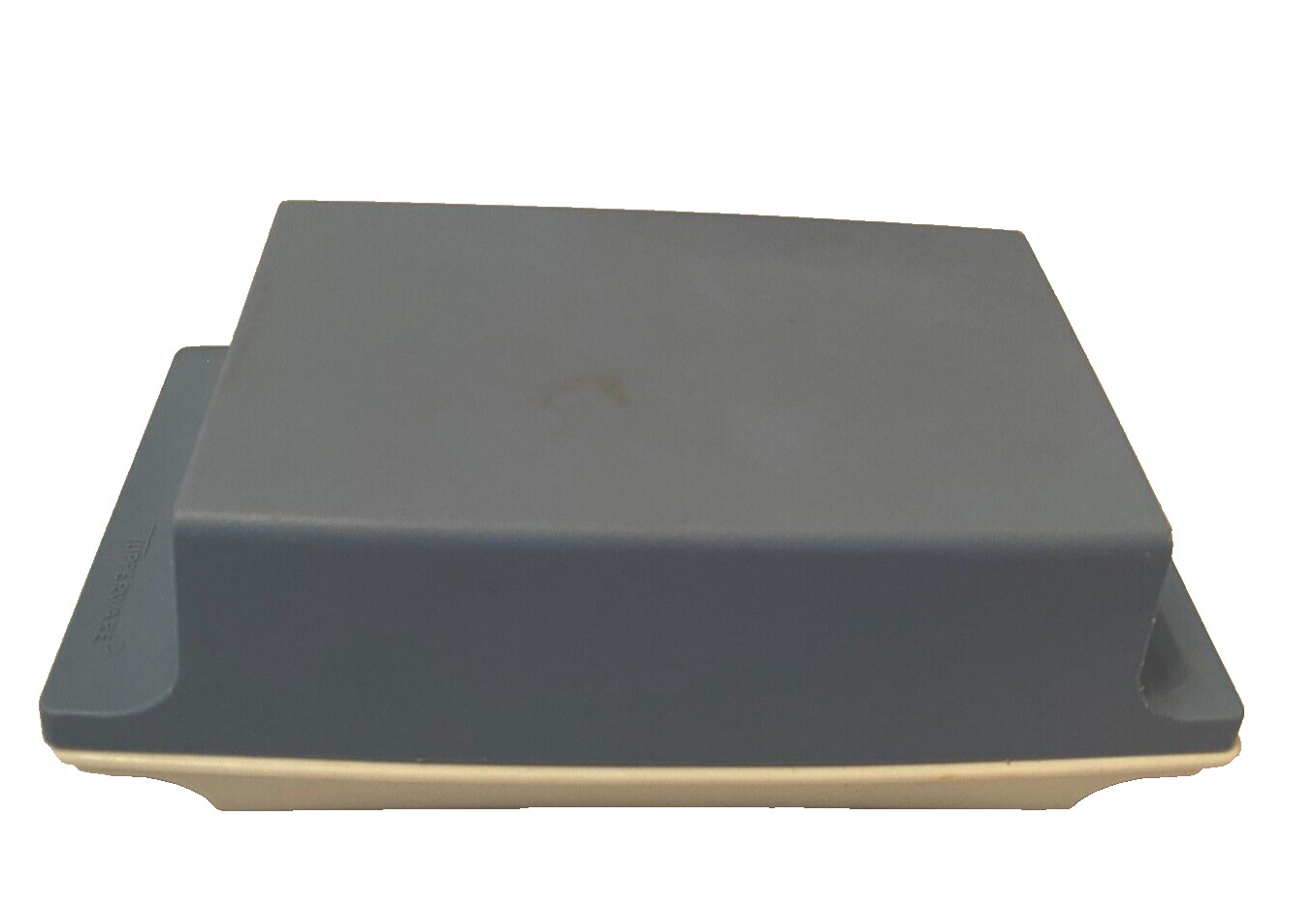 Vintage Tupperware 2 Stick Butter Dish with Blue Lid Almond Base 1511 1512