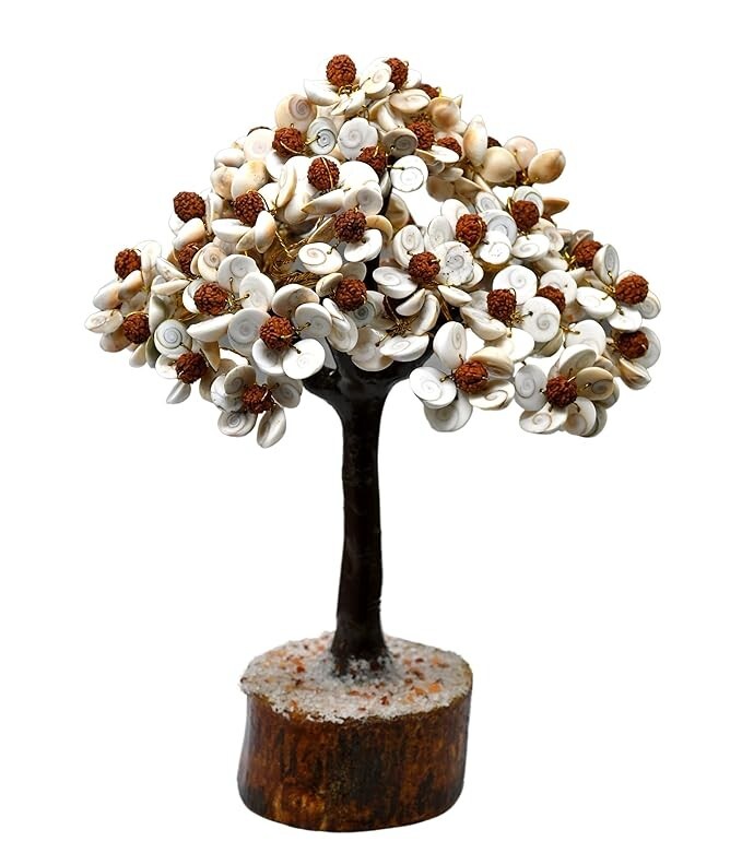 Gomti Chakra Rudraksh Tree Healing Gemstone Crystal Bonsai Fortune Money Tree