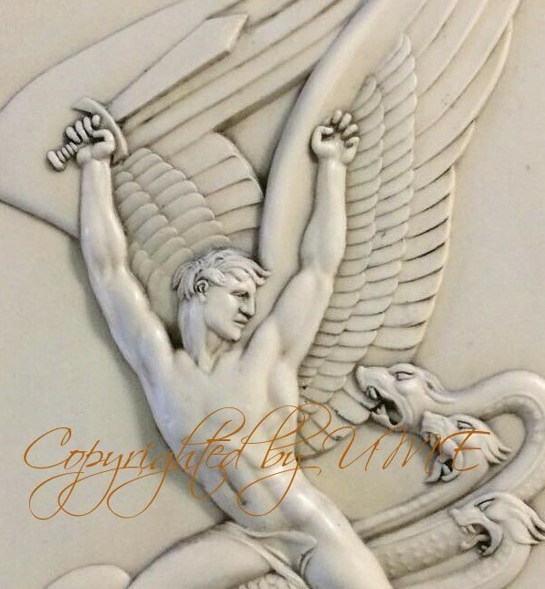 Contemporary Canvas Art Deco Print – Michael the Archangel vs Satan – 16 x 20
