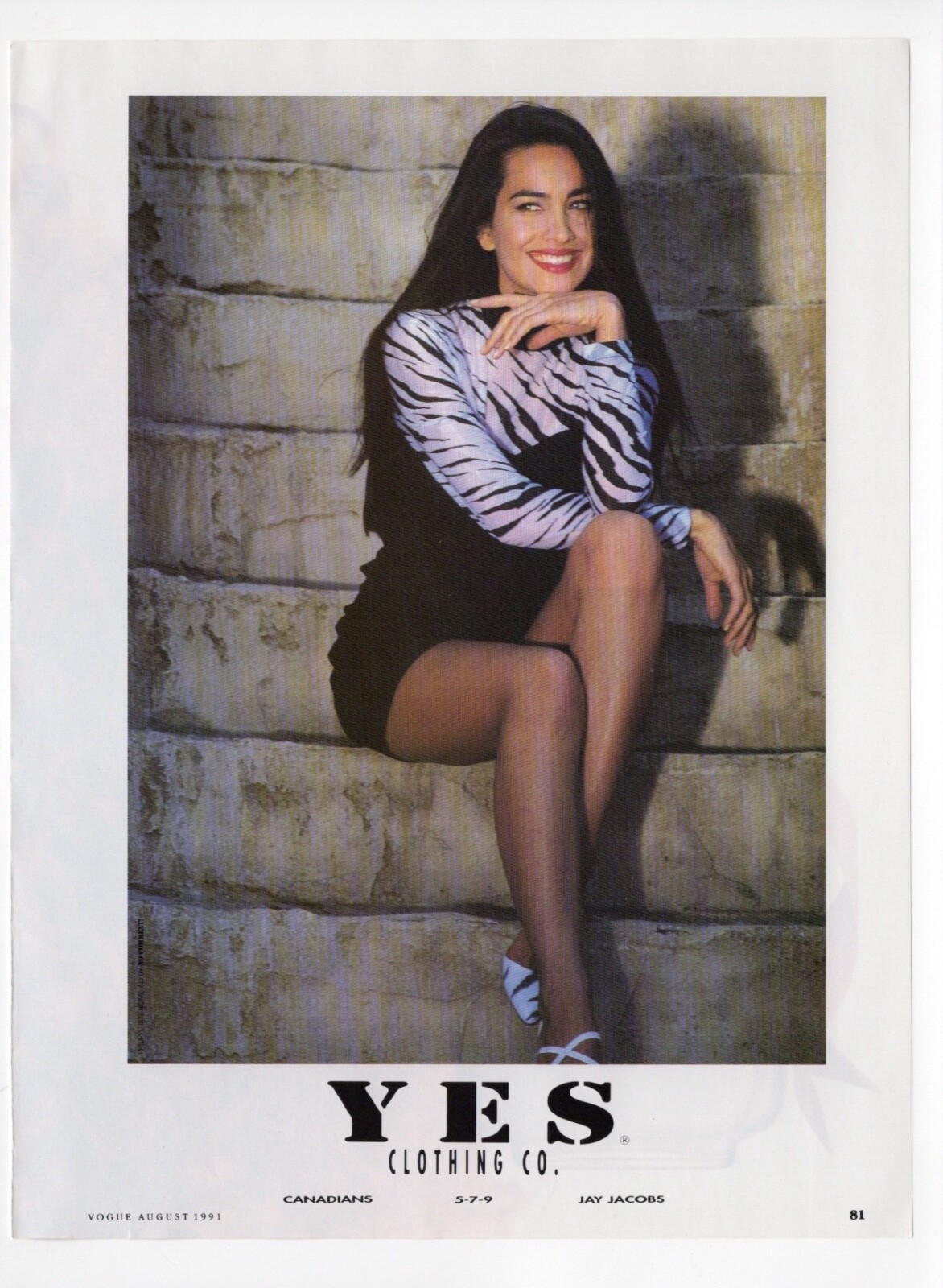 vintage 1990s magazine print ad YES Clothing Co fashion beautiful girl sexy legs