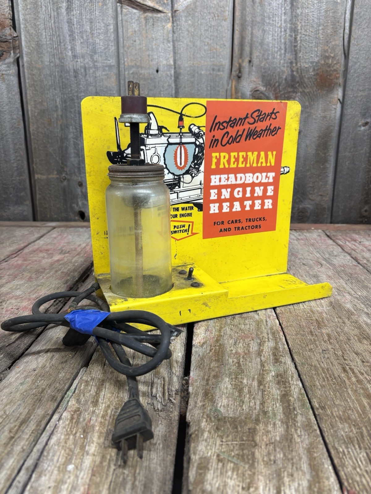 Vintage 50s/60s Freeman Headbolt Engine Heater Gas Station Counter Top Display