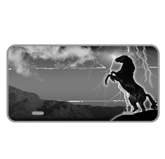 Custom Personalized Novelty License Plate With Gray Background Lighting Horse