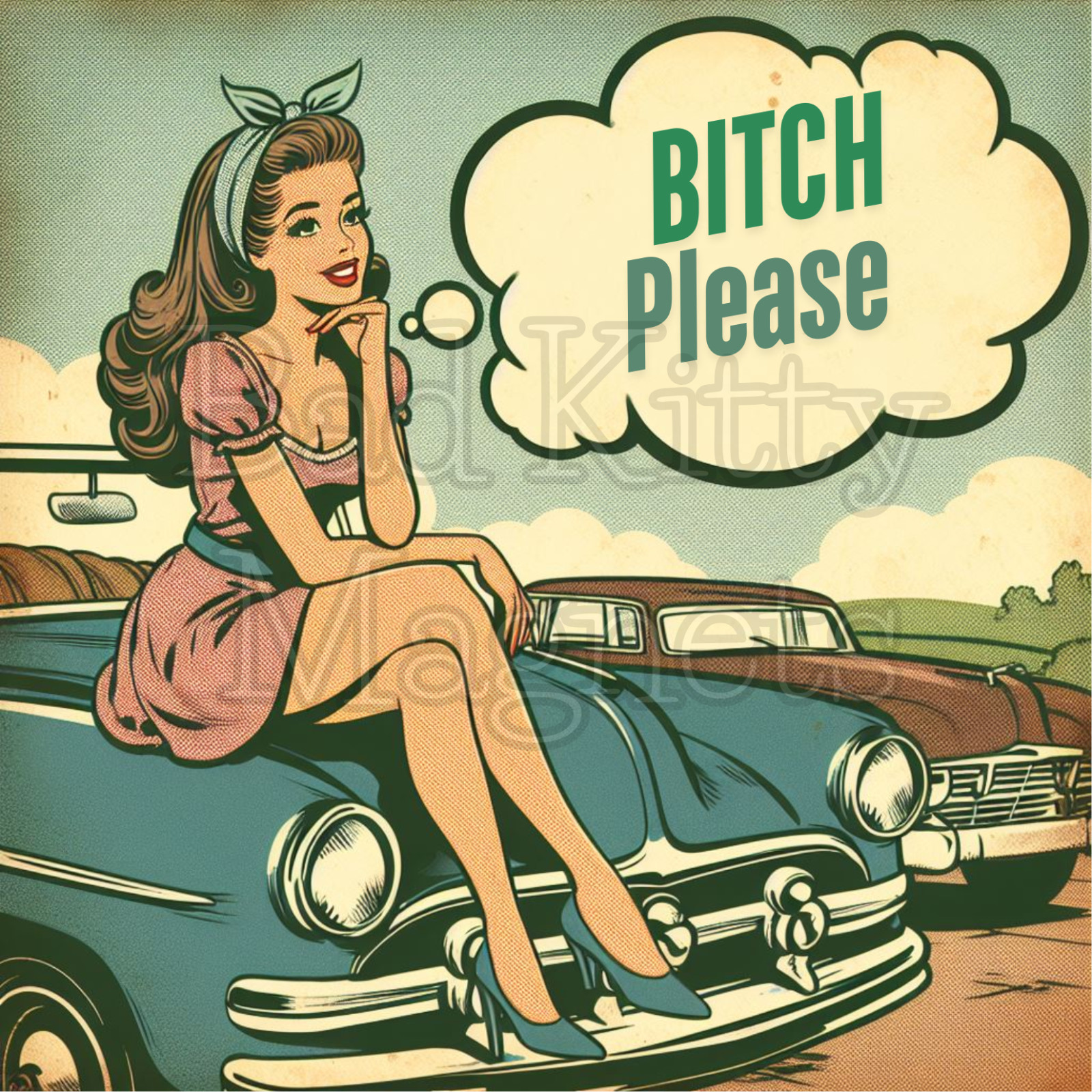 retro lady funny hot rod pin up sarcasm High Quality Metal Magnet 4×4 inches 691