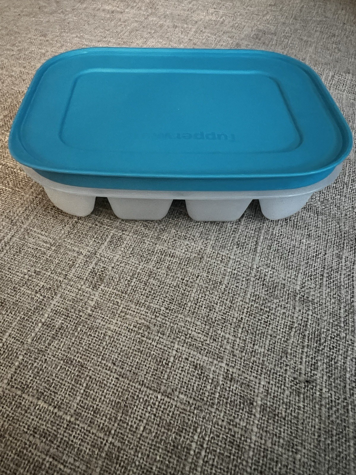 Tupperware Freezer Mates II Mini Ice Cube Tray 12 Cube Slots Blue Lid