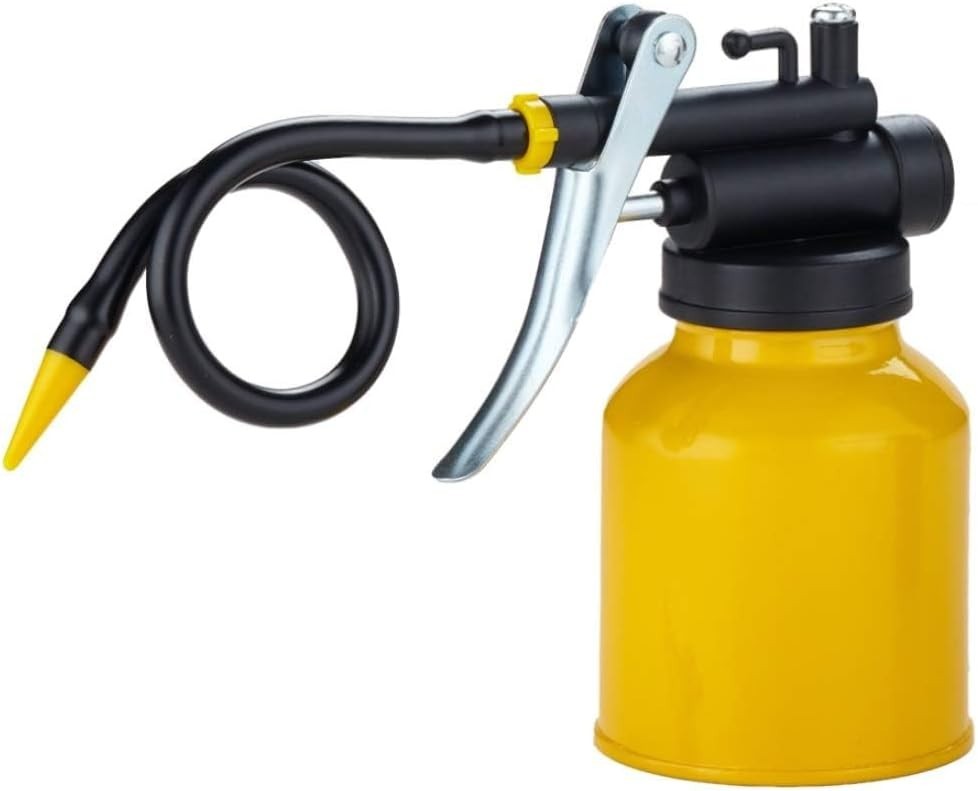 Hand Pump Oiler Can Professional Level 8oz Capacity with Metal Long Flex Spout
