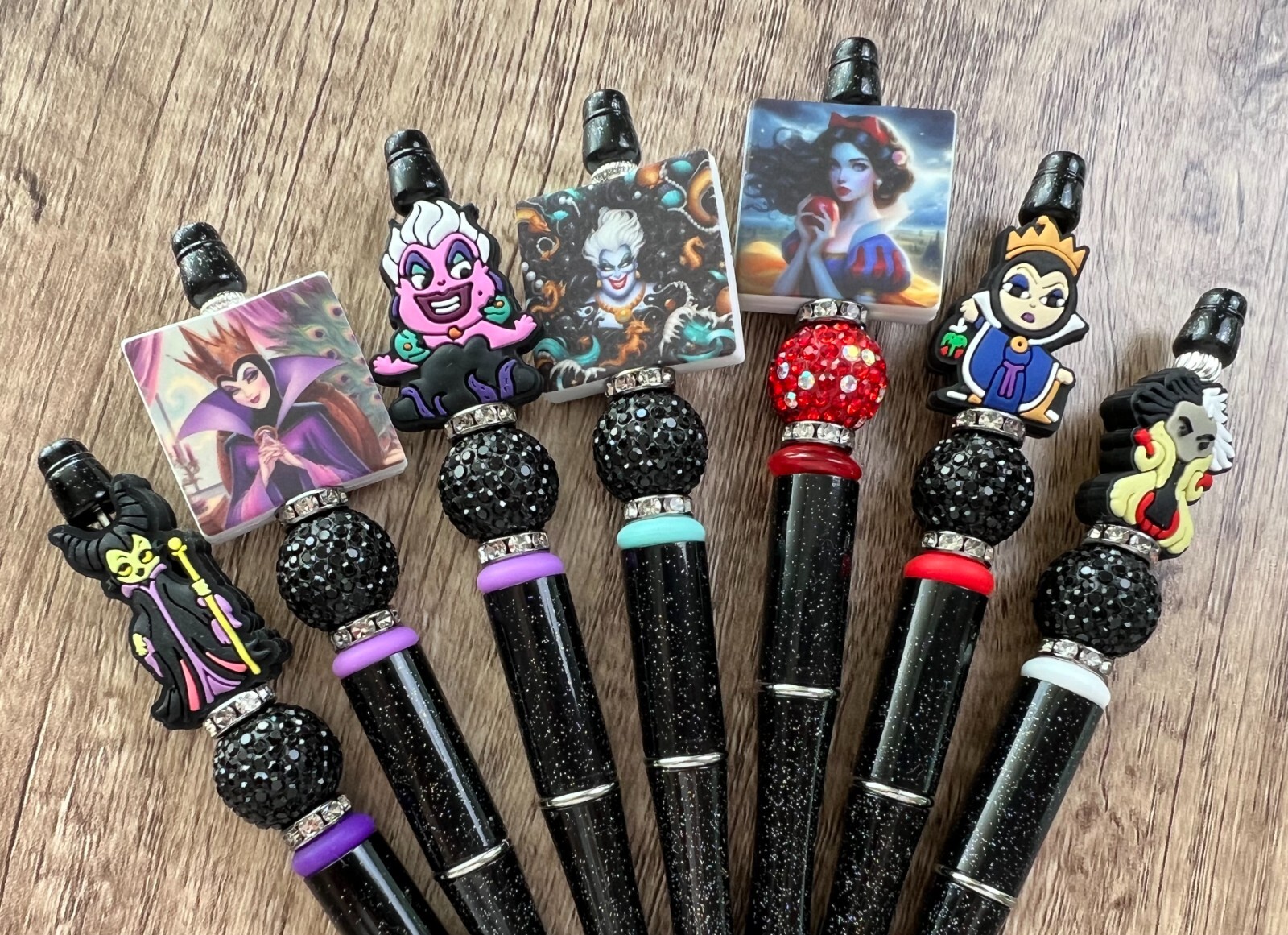 Handmade pens! Silicone and acrylic beads. Bling pen. Villians! Queens! Disney!
