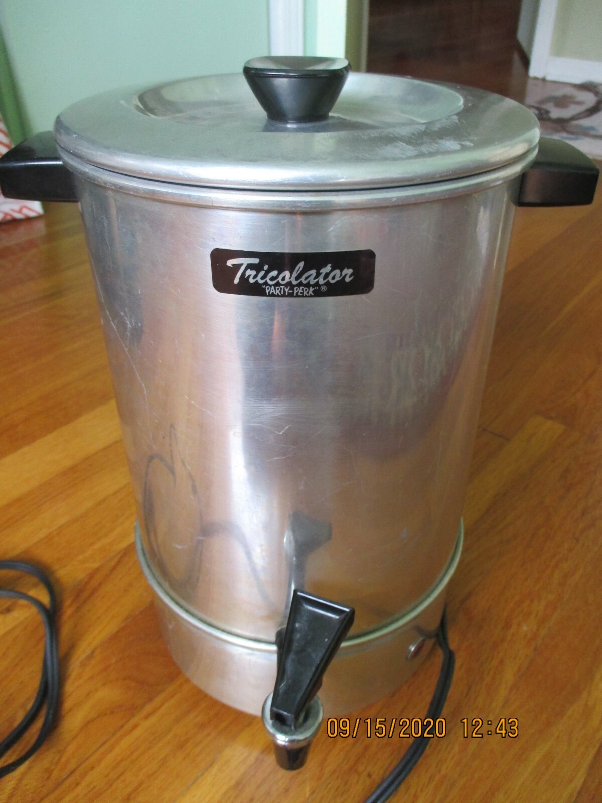 Vintage TRICOLATOR. Aluminum Automatic Coffee Maker 12-30 Cups. texted