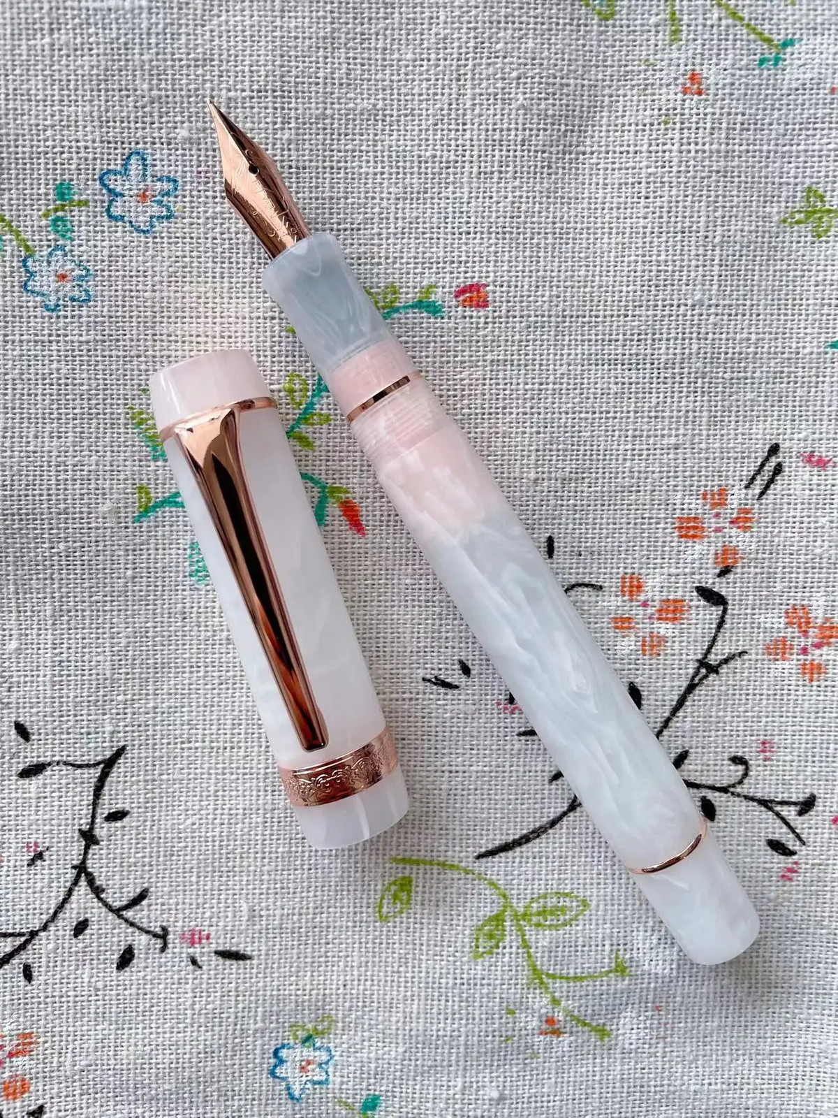 Kaigelu 316 Acrylic Fountain Pen Polish Nib Blue Brown Marble Pattern Ink Gift