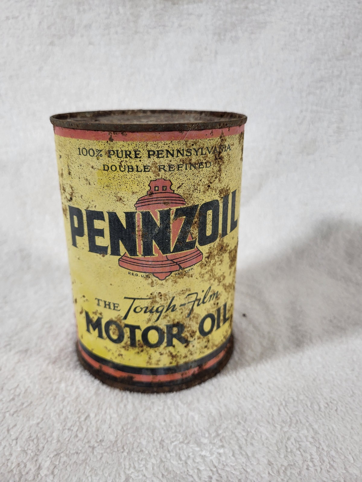 Vintage Pennzoil Motor Oil Can 1 Quart Empty Tough-Film Sign Gas Station