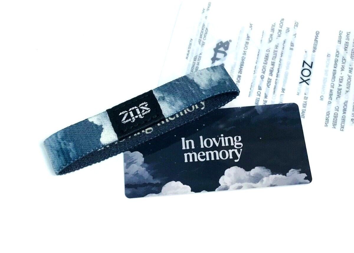 ZOX **IN LOVING MEMORY** Silver Single Medium NIP Wristband w/Card