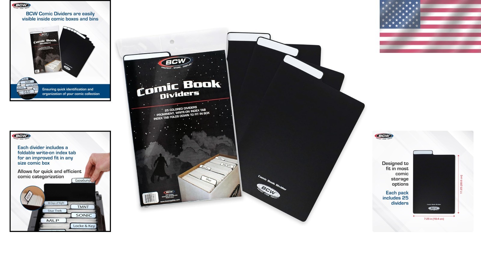 Space-Efficient Black Comic Book Dividers – Durable 25 Pack with Write-On Tabs