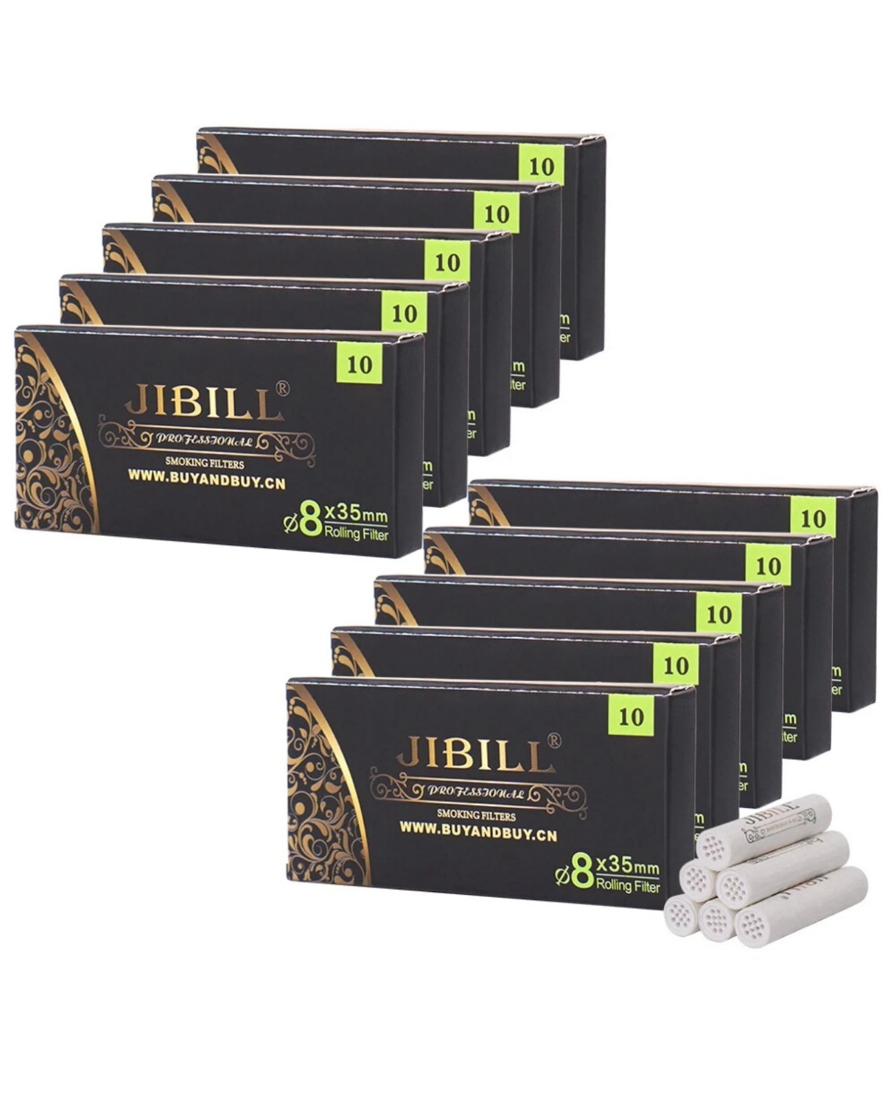 JIBILL 8mm Pipe Filters Total 100 Pcs Activated Carbon Filters For Tobacco Pipe