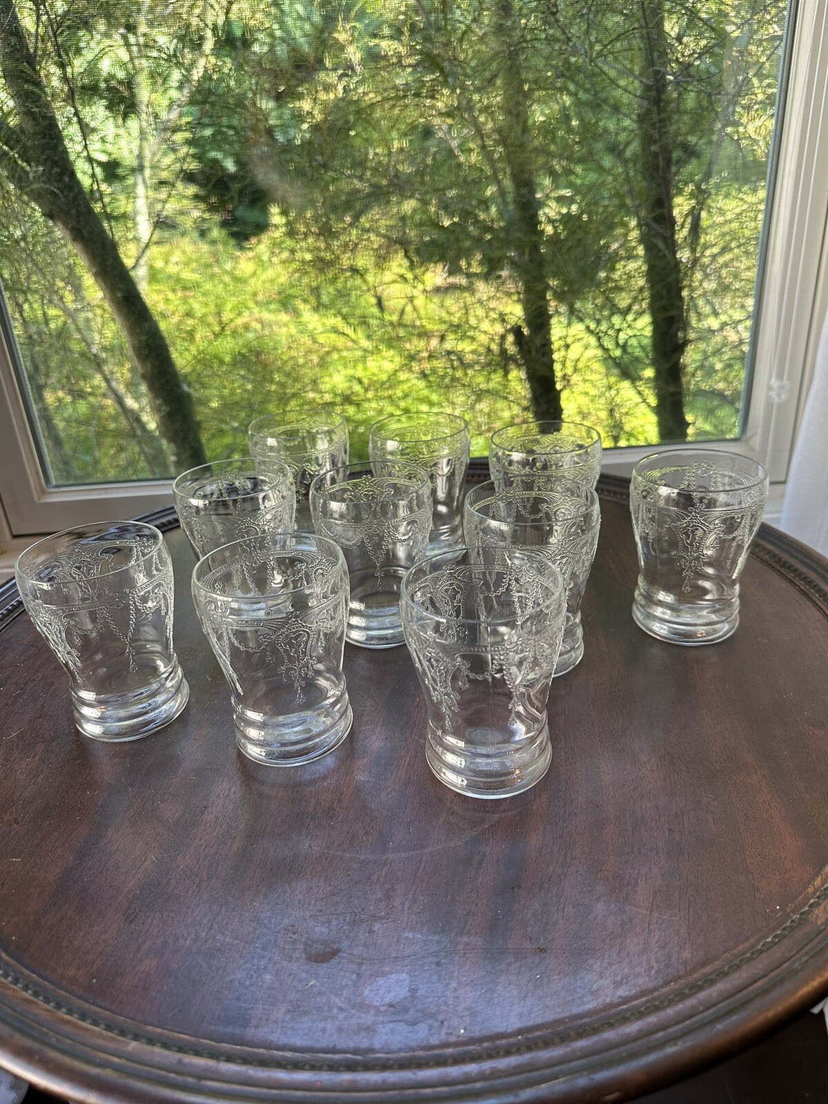 Vintage Anchor Hocking Clear Cameo Ballerina Flat Tumblers Set Of 10 Rare
