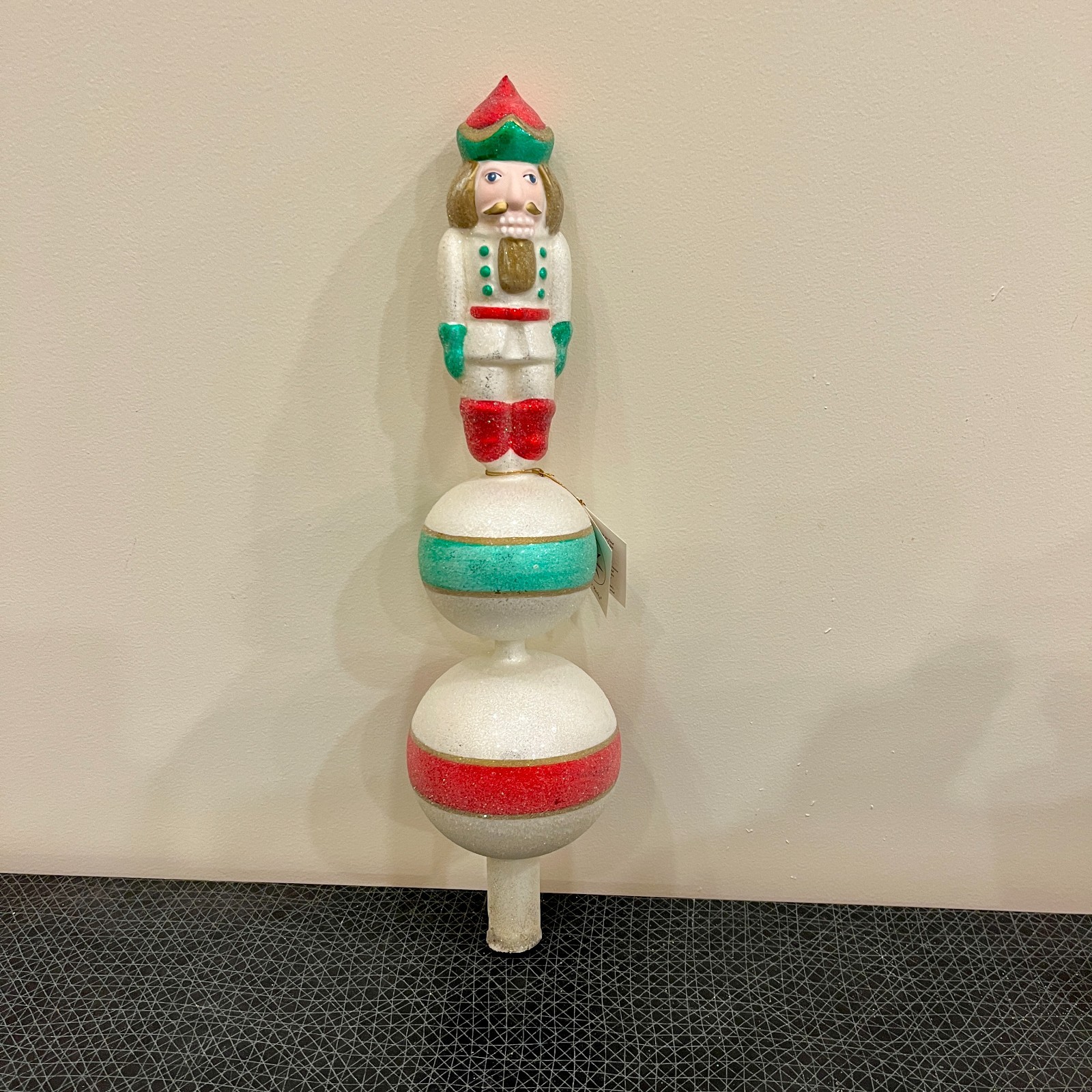 Radko 1997 “DELUXE NUTCRACKER FINIAL” Christmas Tree Topper Red&Green NOS, Frost