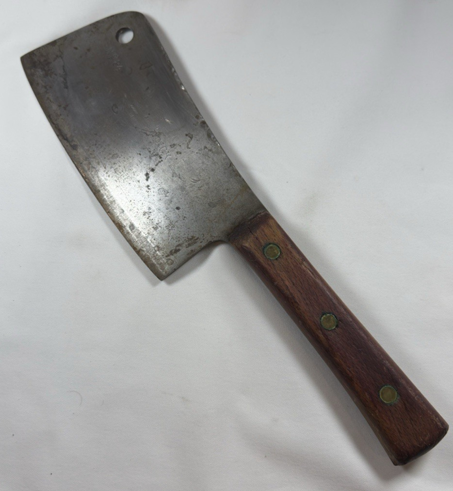 VTG F Dick #84 8×55 Butcher Cleaver Made In Germany 8″ Full Tang Blade V Edge