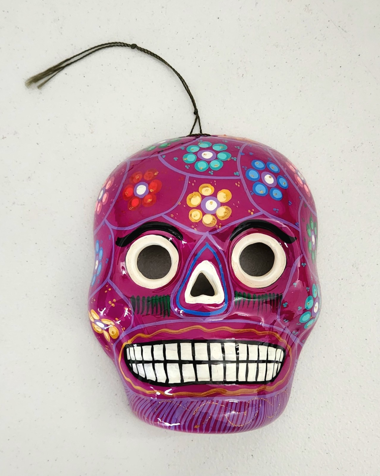 Xalitla Clay Sugar Skull Wall Art Mask Hand-Painted