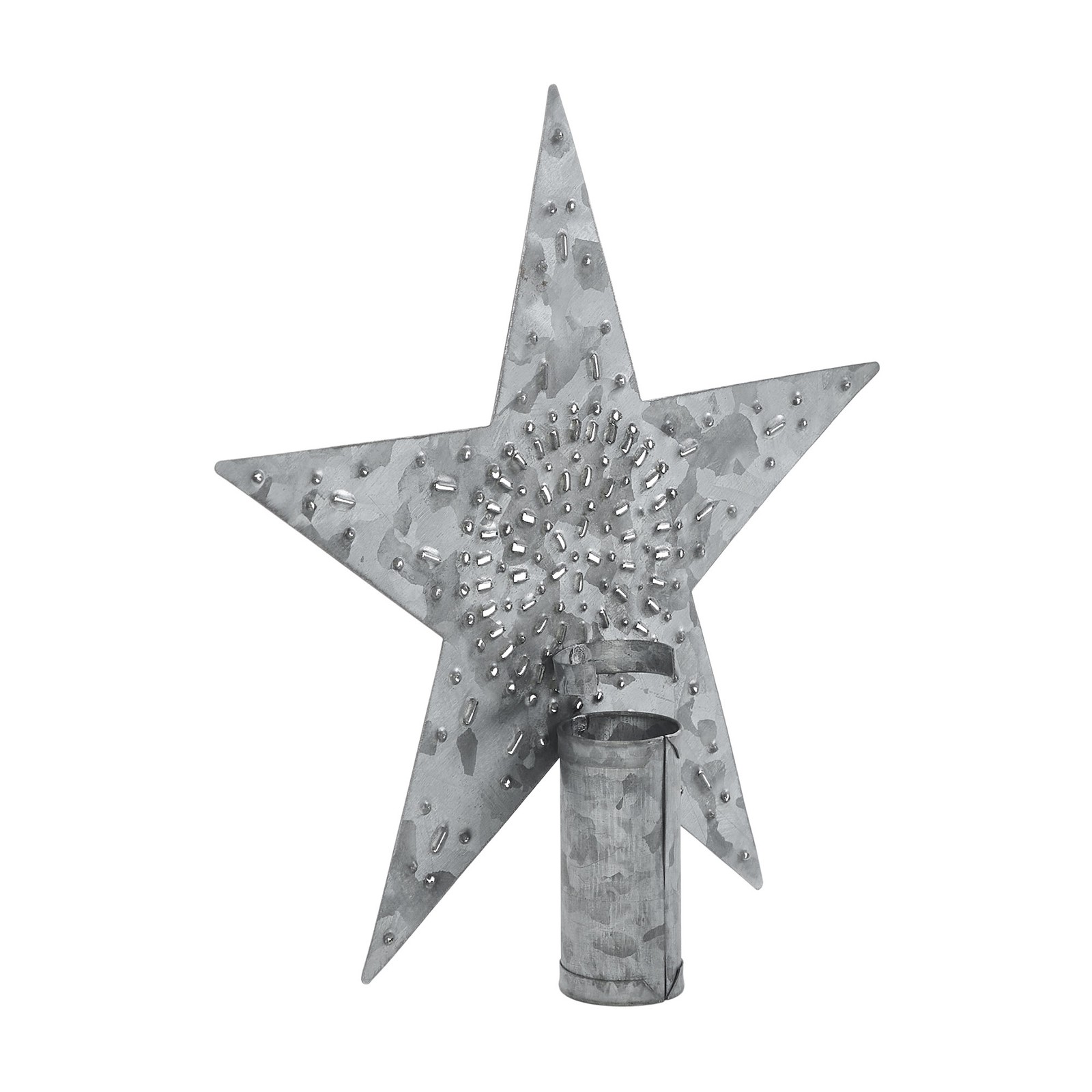 Punched Metal Star Tree Topper Galvanized 6.75×6.75×1 VHC Brands