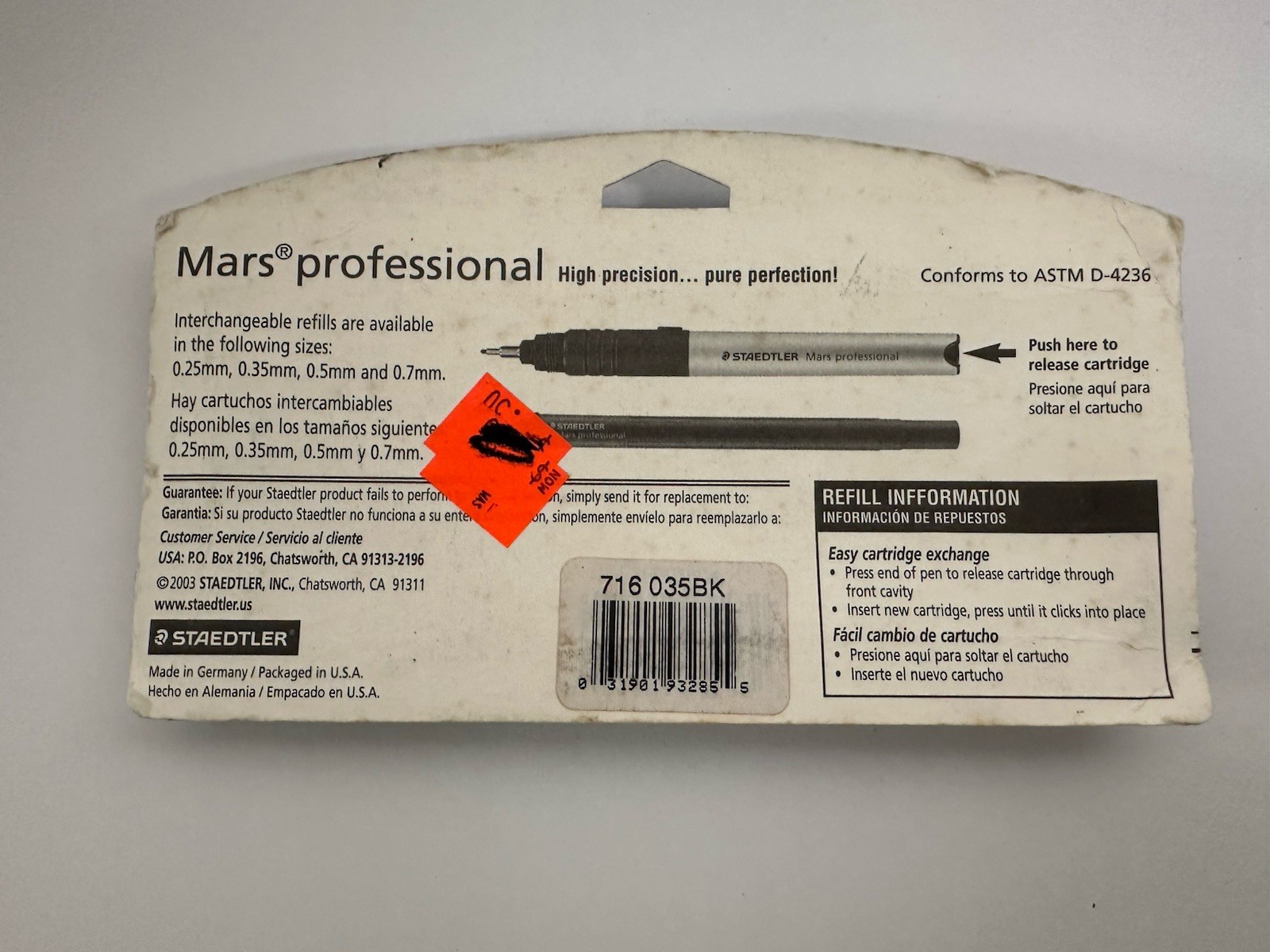 Staedtler Mars Professional Ink Refill 716 0.25mm Made in Germany New Old Stock