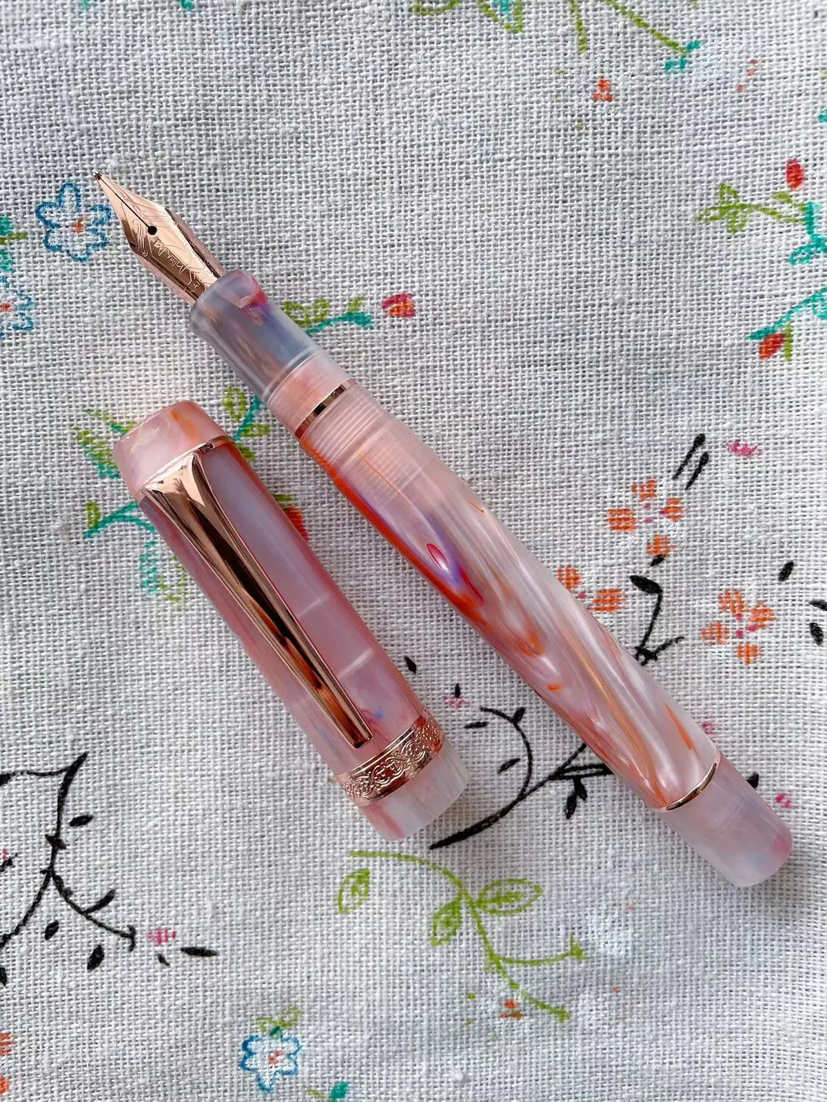 Kaigelu 316 Acrylic Fountain Pen Polish Nib Blue Brown Marble Pattern Ink Gift