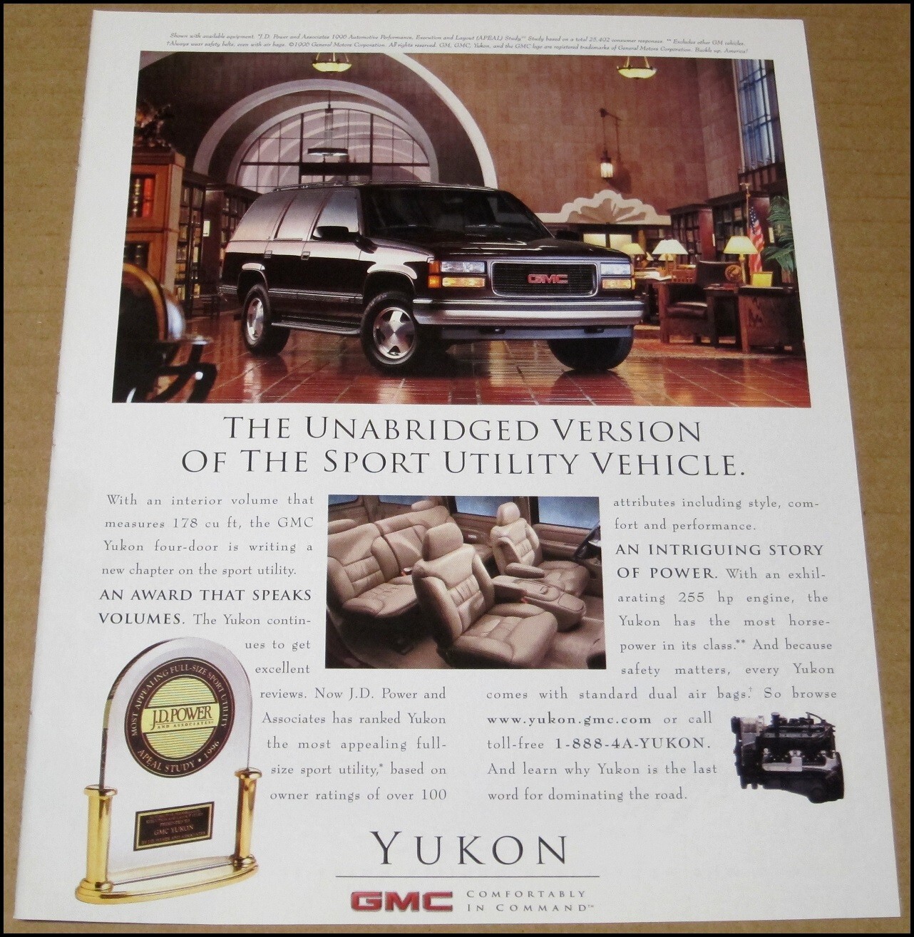 1996 GMC Yukon SUV Print Ad Car Truck Automobile Advertisement Vintage 8″x10.25″