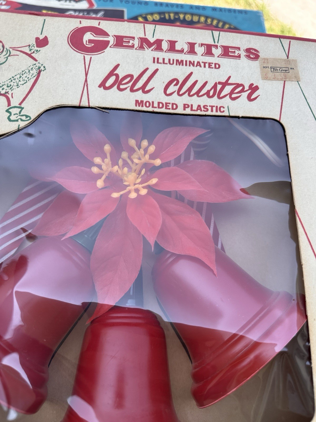 1960’s Gemlites Plastic Bell Clusters Christmas Lights W/ Box Winklegems New