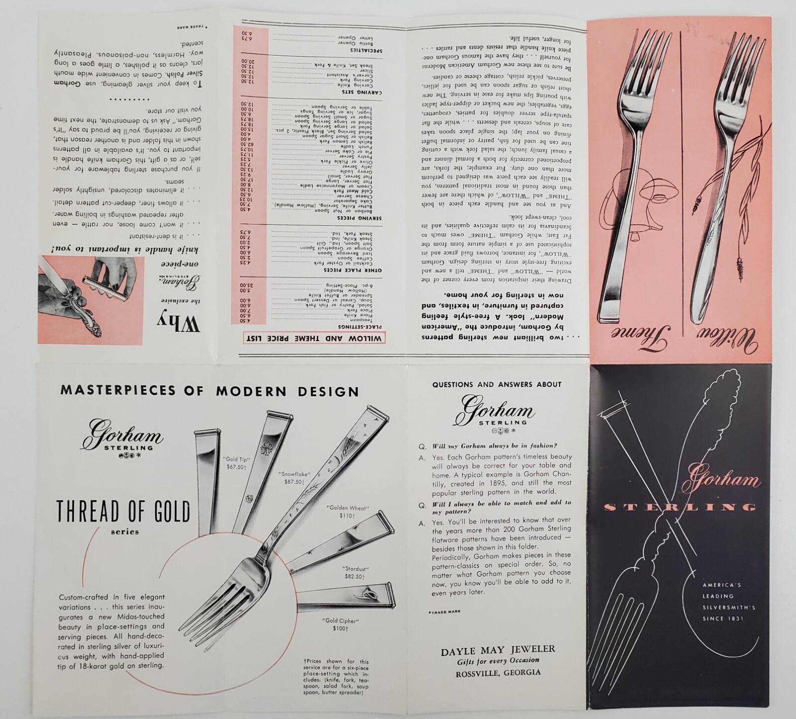 1956 Gorham Sterling Silver Flatware Promo Vintage Sales Brochure Products
