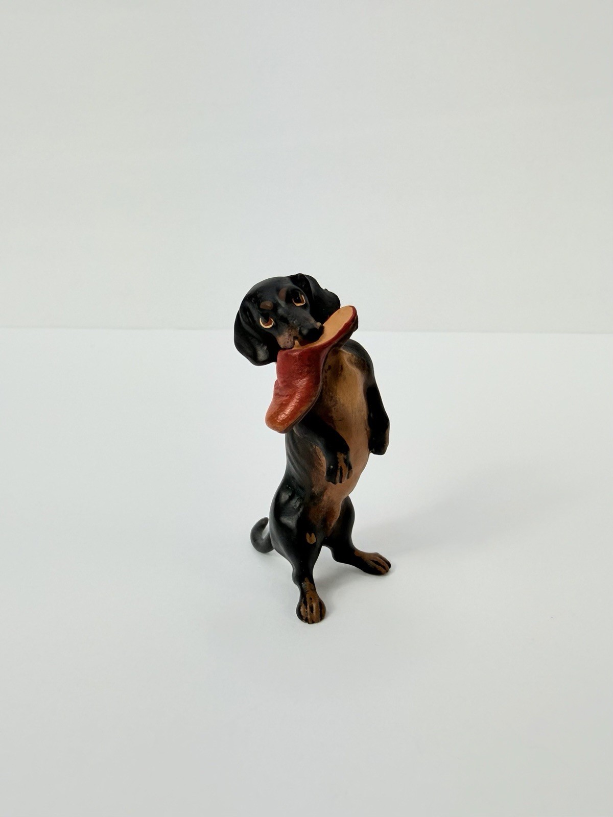 Antique Austrian Vienna Bronze Figure Dachshund Dog Brought a Slipper