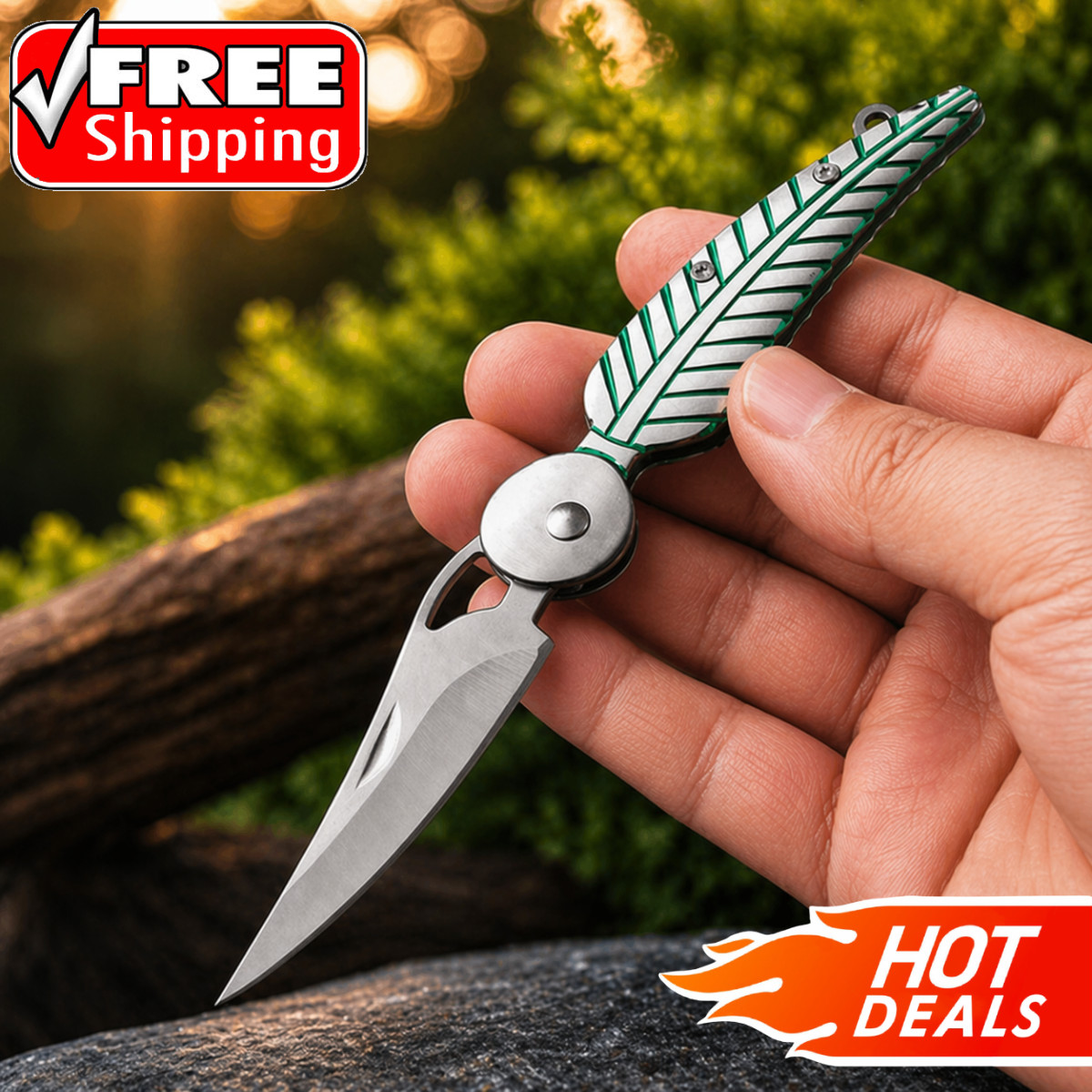 New Stainless Steel Leaf Style Folding Knives EDC Tactical Camping Fruit Knife