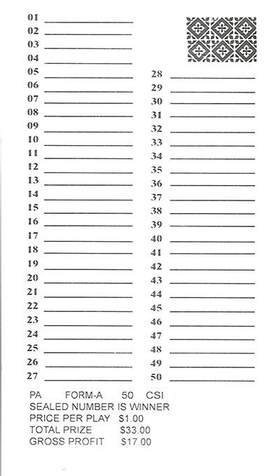 “One Dozen” # 50 Sure Tip Boards (1-50) Bingo/Jar Tickets Free Shipping USA