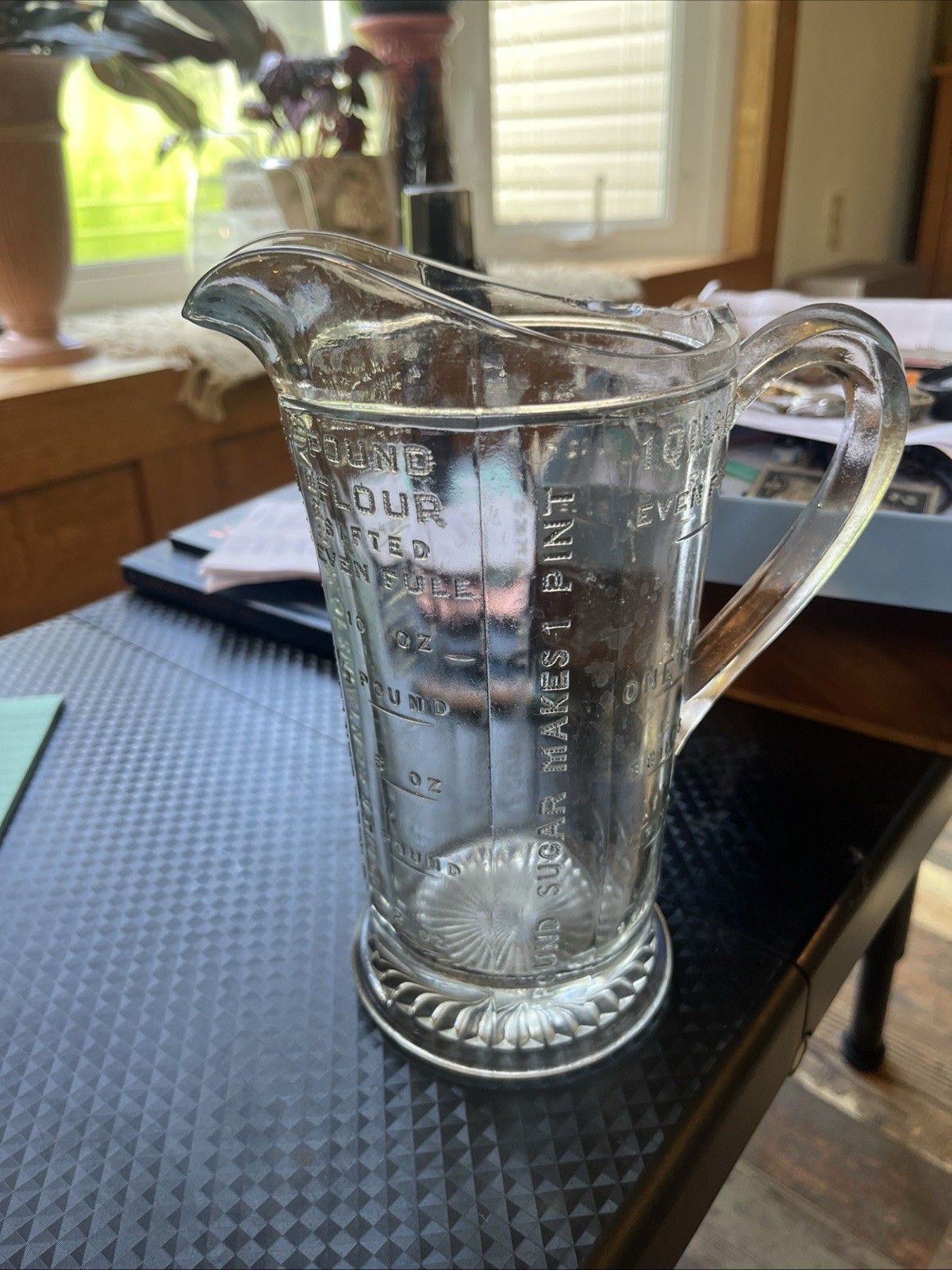Vintage Pitcher Glass Measuring 1930 Hoosier One Quart wet, dry – PREOWNED