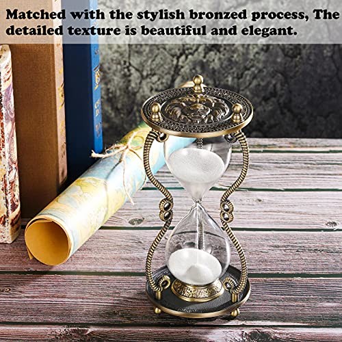 Sand Timer 60 Minute Hourglass:Large Metal Lion Carved 60 min Lion, Black Sand