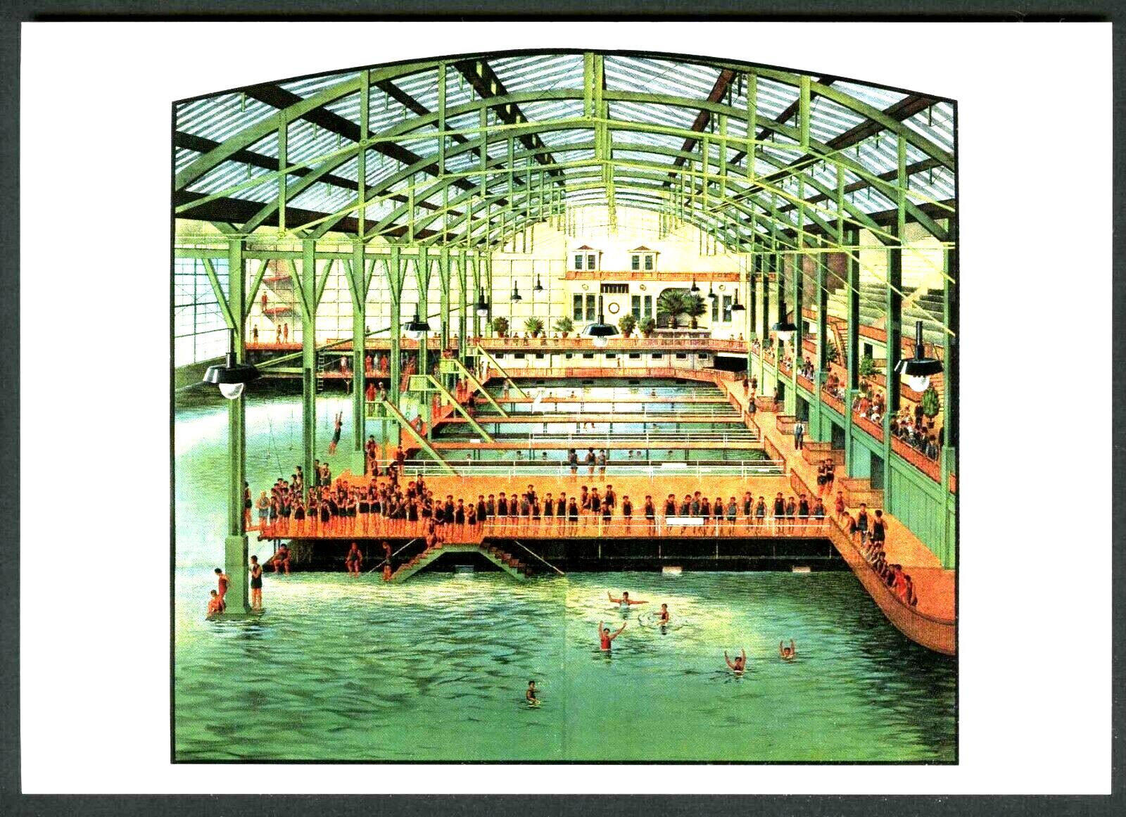c.1900 SAN FRANCISCO SUTRO BATHS BATHHOUSE INTERIOR w/BATHERS~NEW 1986 POSTCARD