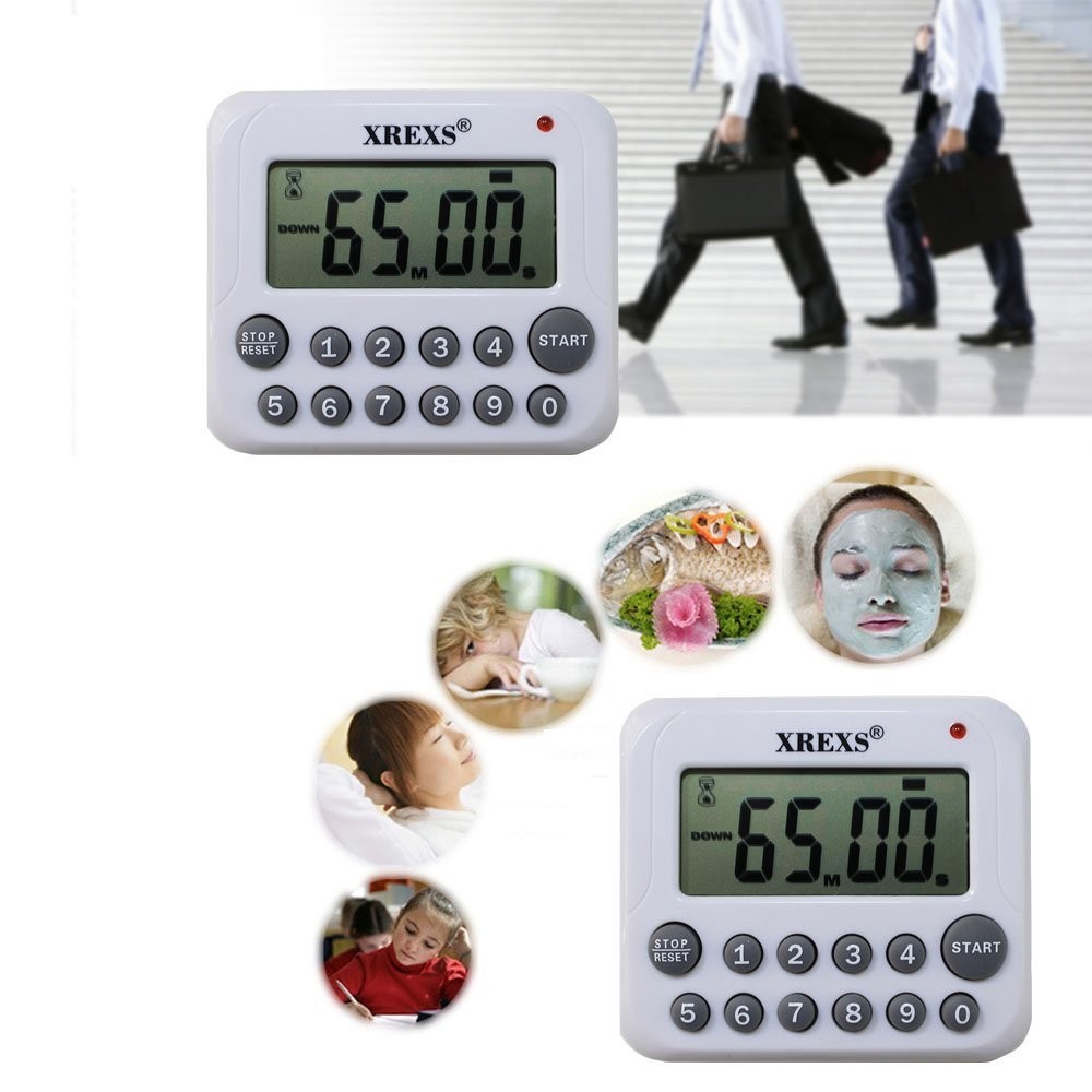 XREXS Digital Kitchen Timer Magnetic Countdown Up Cooking Clock White
