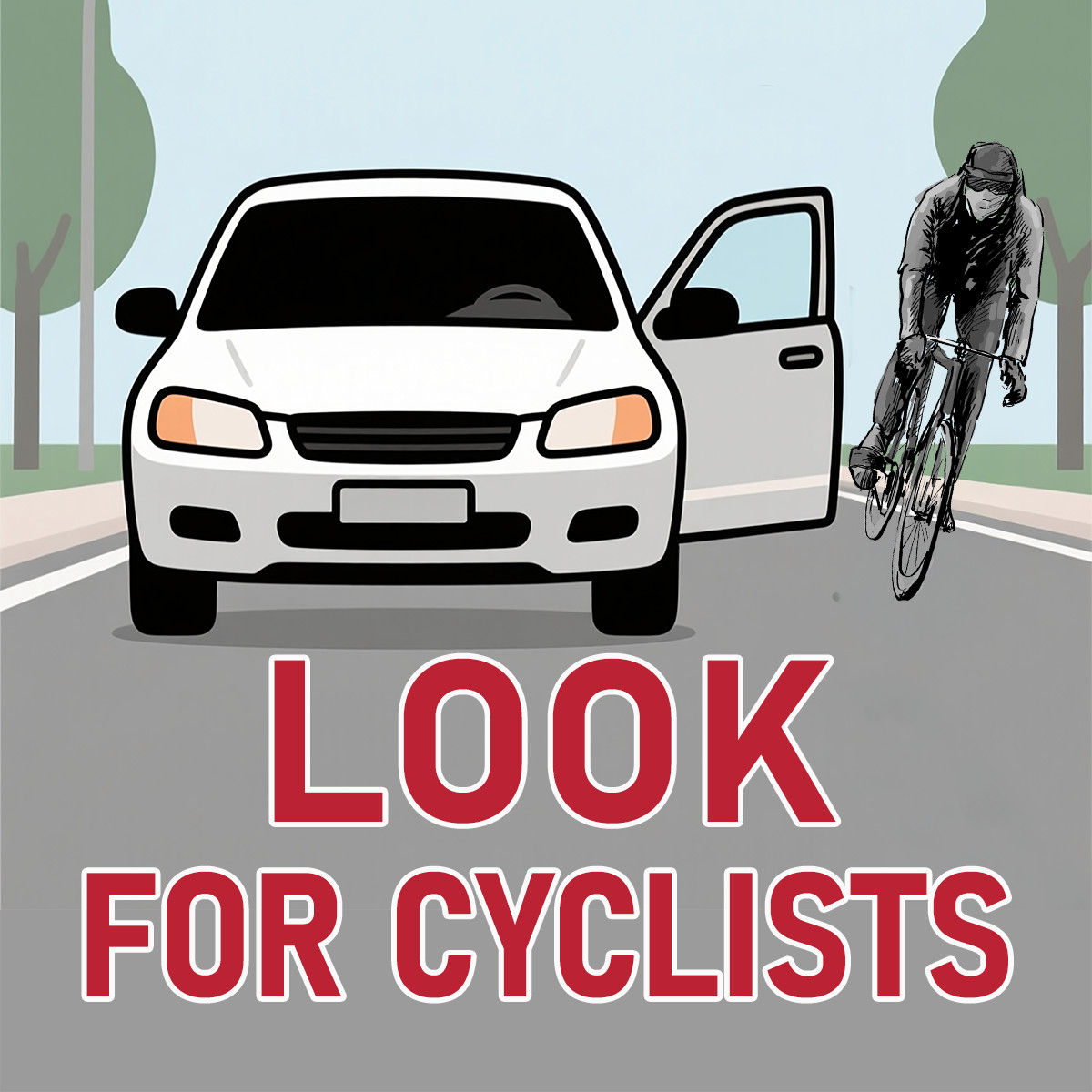 TWO Look for Cyclists Stickers 4×4″ Warning Reminder Car Watch Bicycle Sticker