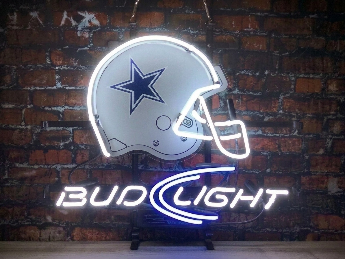 Dallas Cowboys Helmet Beer 20″x16″ Neon Sign Glass Light Lamp Garage Decor Bar