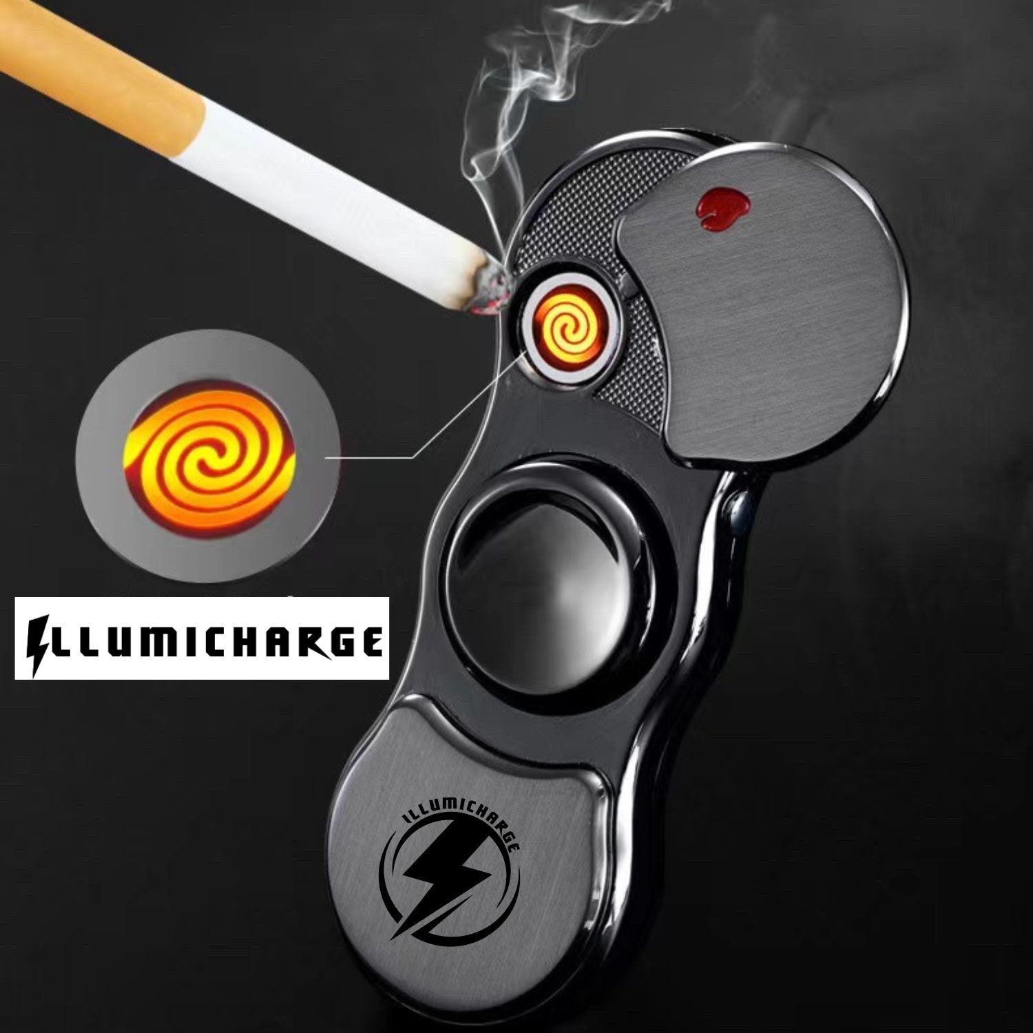 Spinner Cigarette Lighter LED display Fidget Light Up “I Love You”