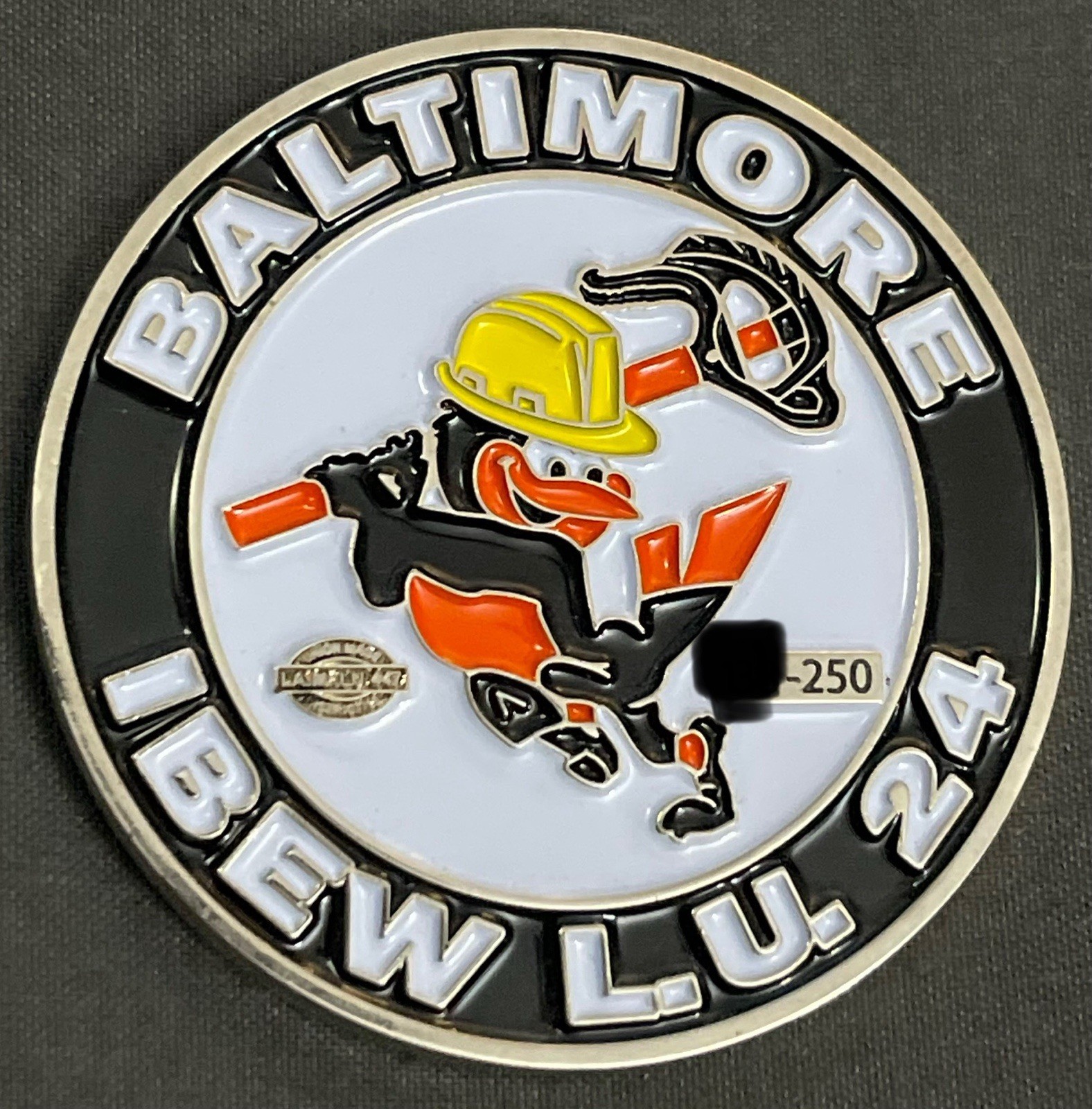 IBEW Local 24 Challenge Coin Baltimore Maryland Orioles Bird MLB Batters Up