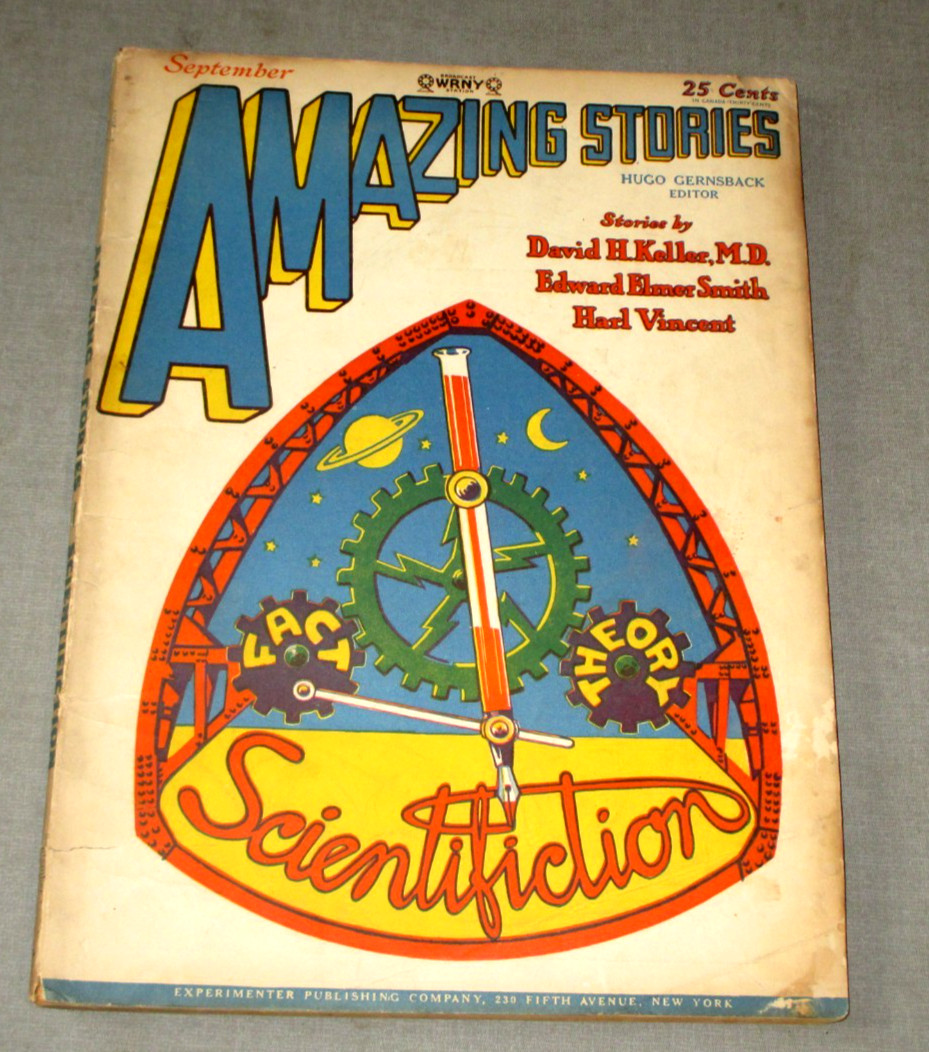 1928 AMAZING STORIES NO.6-SCI FI SPACE MAGAZINE-ZIFF-DAVIS-LOGO COVER-MARS STORY