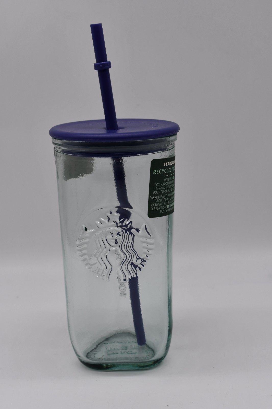 Starbucks Recycled Glass Triangle Bottom Cold Cup Tumbler, 16 Oz, Purple