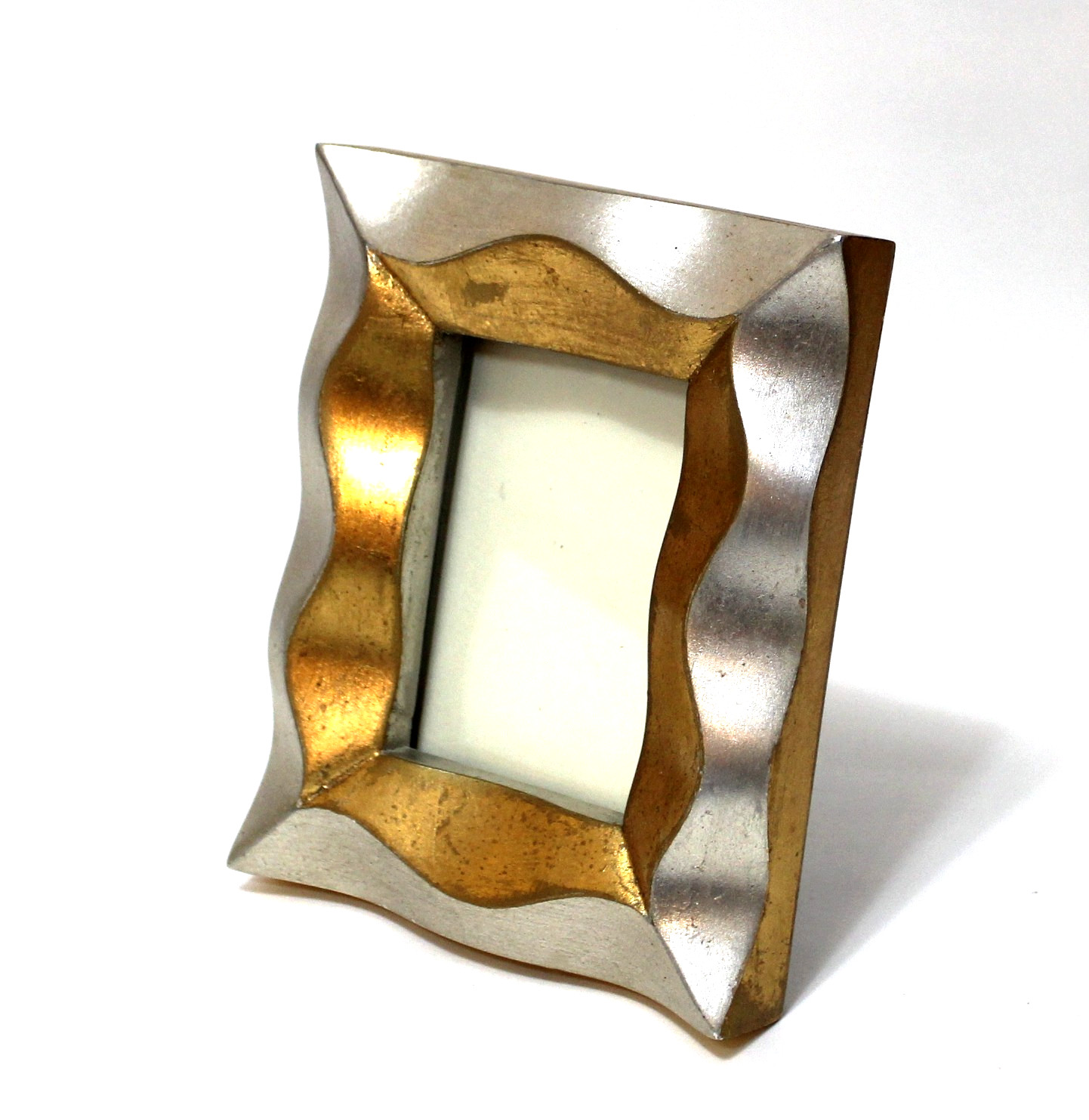 Vintage Photo Picture Frame Wavy Scallop Metallic Gold & Silver by Terragrafics