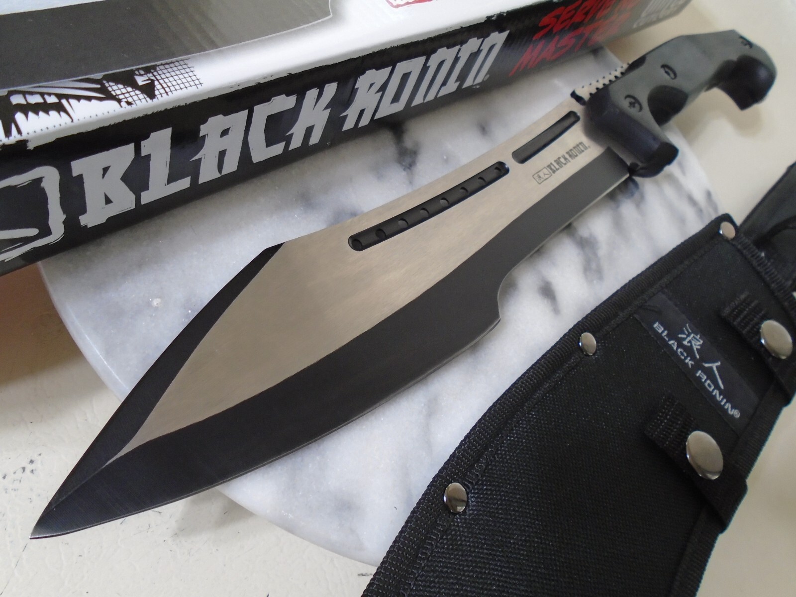 Black Ronin Stealth Machete Bowie Fixed Blade Knife 4mm Full Tang Wood UC3396