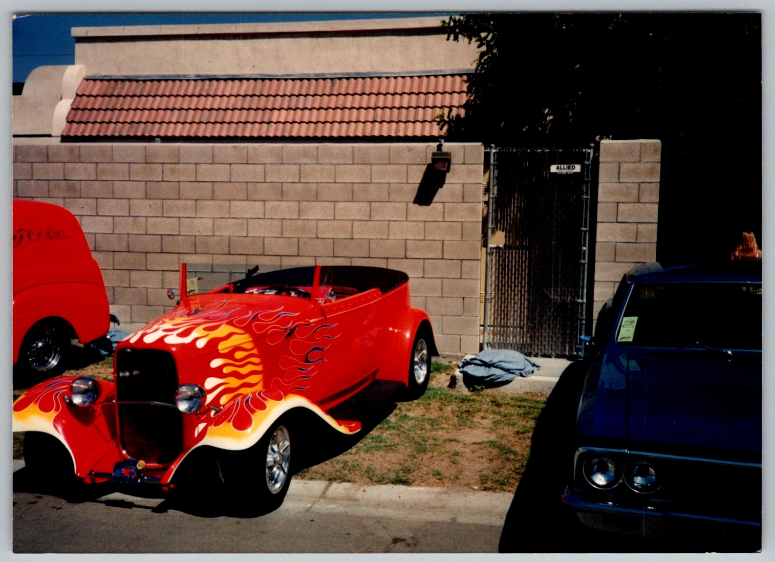 Vtg Color Snapshot Custom Red Hot Rod Car Yellow Orange Flame Paint Job 1994