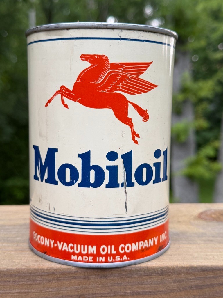 Mobiloil One 1 Quart Oil Can Mobil Pegasus Artic Litho Top Free Shipping