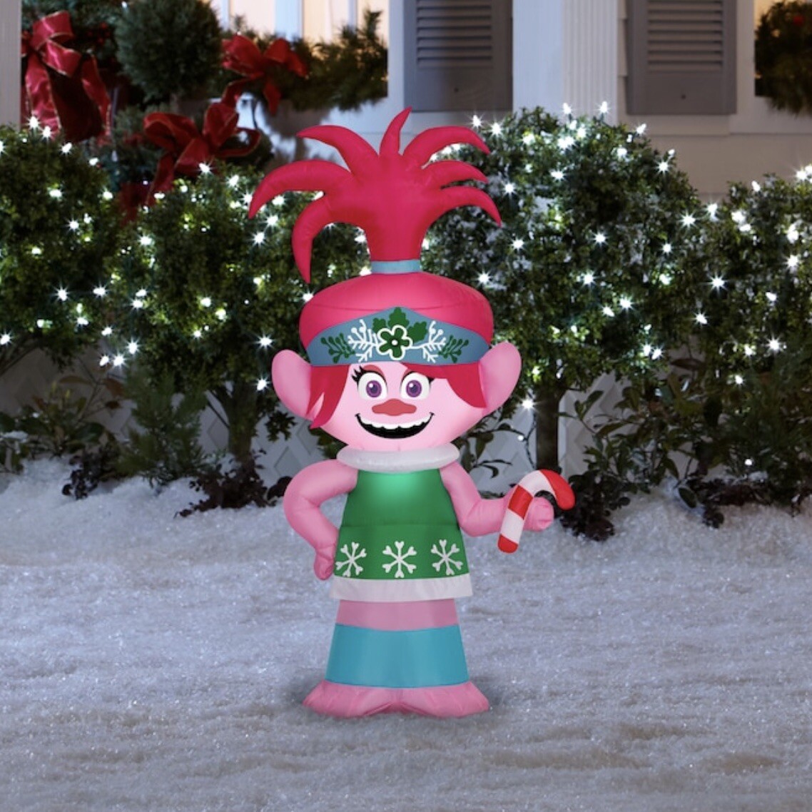 Gemmy 4 FT Poppy w/ Candy Cane Christmas Inflatable Trolls Yard Decor NWB